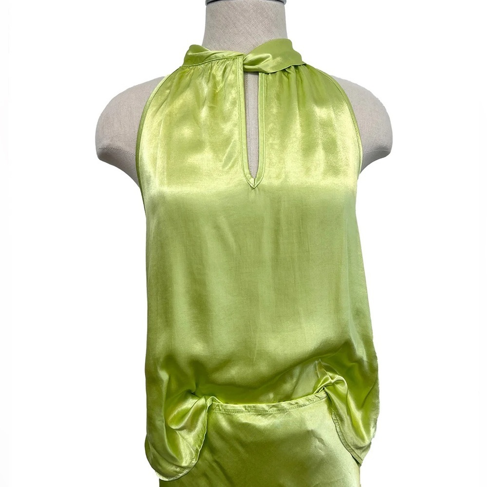 NWT STARKx Riley Tank Top Sonny Lime Twisted Collar Keyhole Cutout - Large